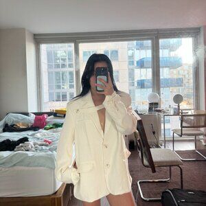 Chic White Linen Oversized Blazer / jacket